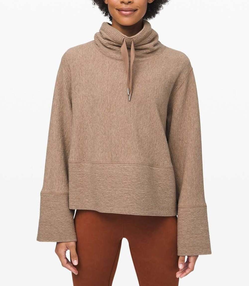 Lululemon Retreat Yourself Long Sleeve Pullover Sweatshirt Heathered Sand 10